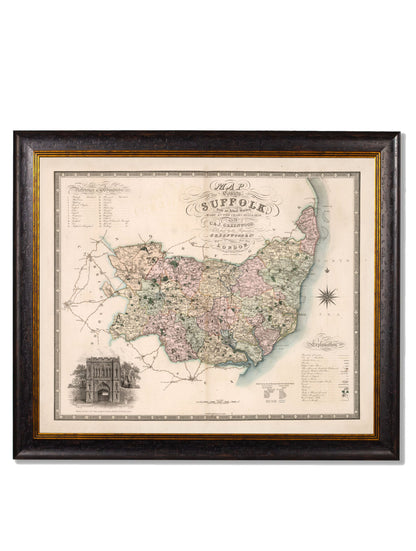 c 1830 map of the county of bedford in size 70 x 84cm - glass-fronted framed wall art print with solid wood frame, a beautiful addition to stylish homes