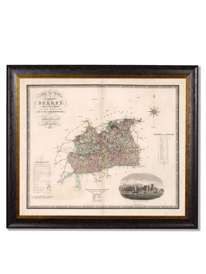 c 1830 map of the county of bedford in size 70 x 84cm - glass-fronted framed wall art print with solid wood frame, luxury wall art for sophisticated spaces