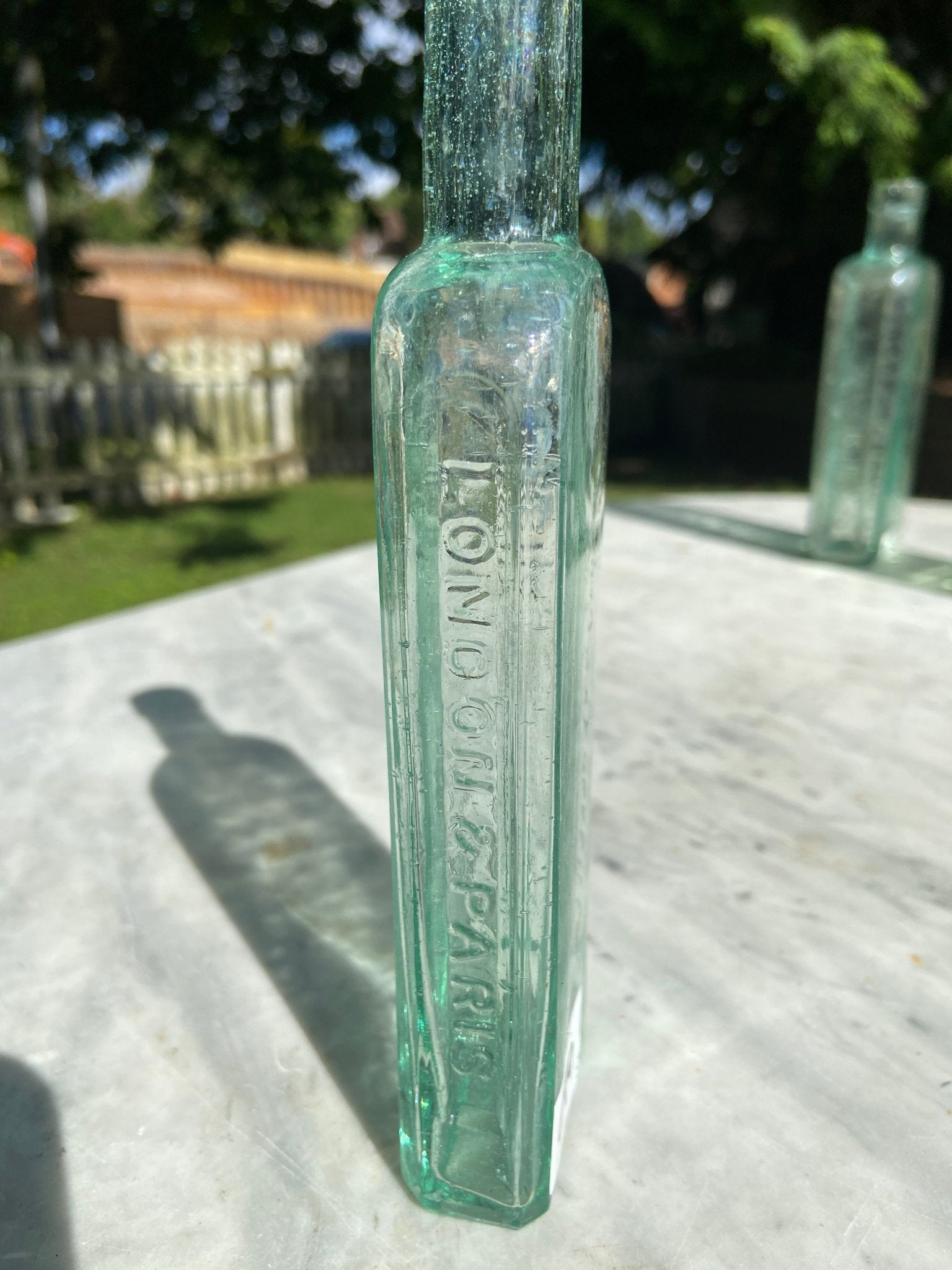The Chasa Vogeler Co.Antique Aqua Green Glass Bottle - Vintage Glass BottleThe Furniture Recycling ShopBottle