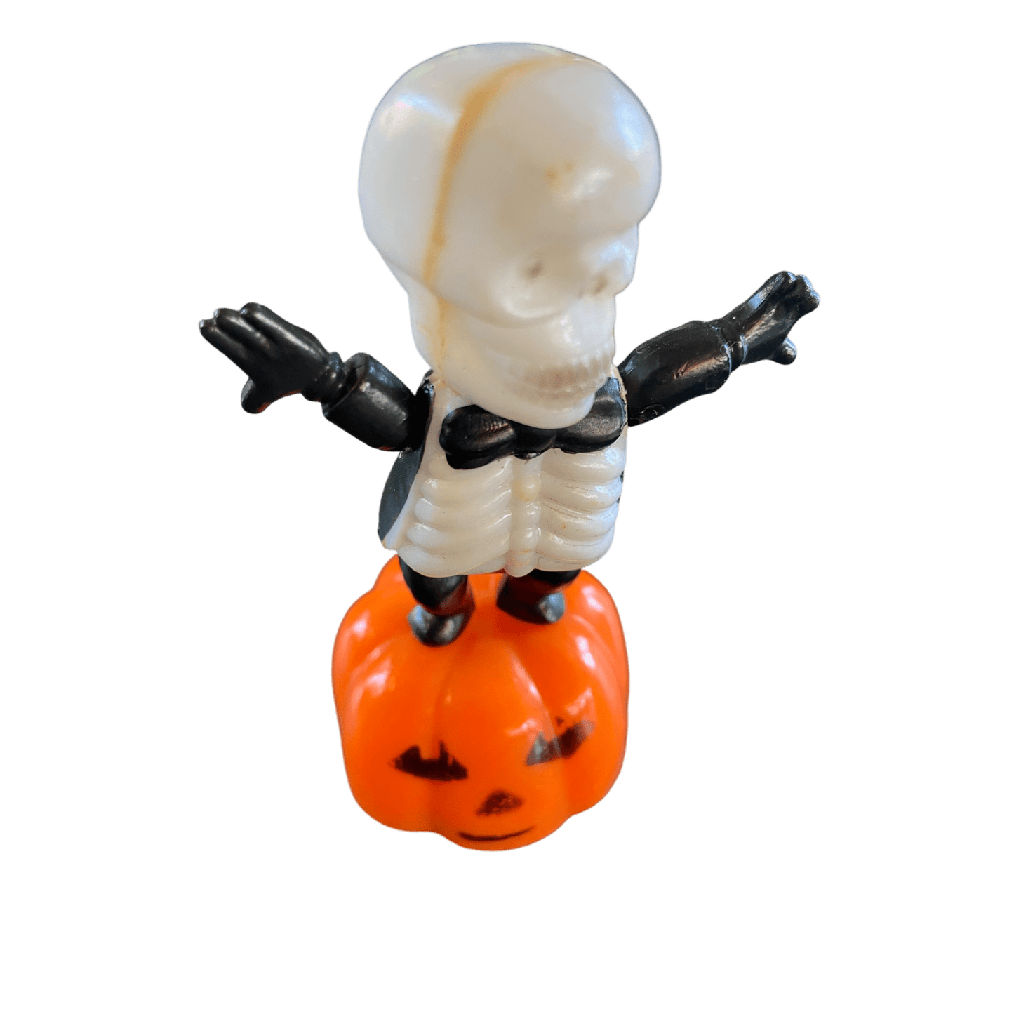 Vintage and Rare Collectable 1960's Halloween 'Fun World Inc' No:9407 New York Toy Skeleton with Pumpkin Push Puppet Toy Made in Hong KongThe Furniture Recycling ShopHalloween Fun