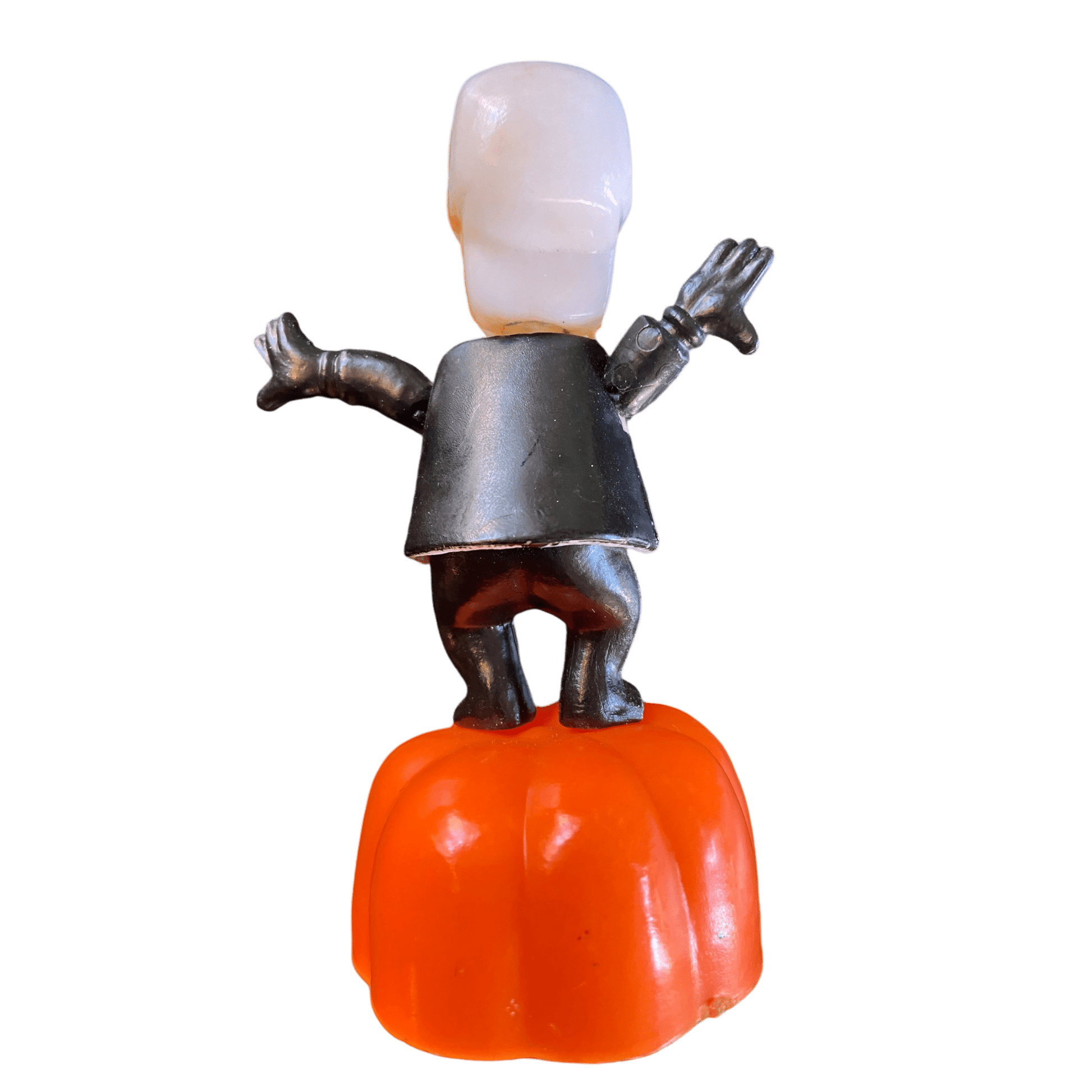 Vintage and Rare Collectable 1960's Halloween 'Fun World Inc' No:9407 New York Toy Skeleton with Pumpkin Push Puppet Toy Made in Hong KongThe Furniture Recycling ShopHalloween Fun