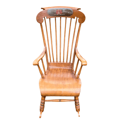 Vintage Danish Spindle Back Rocking Chair With Hand Painted DetailsThe Furniture Recycling Shop