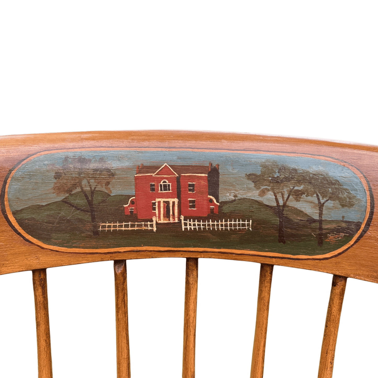 Vintage Danish Spindle Back Rocking Chair With Hand Painted DetailsThe Furniture Recycling Shop