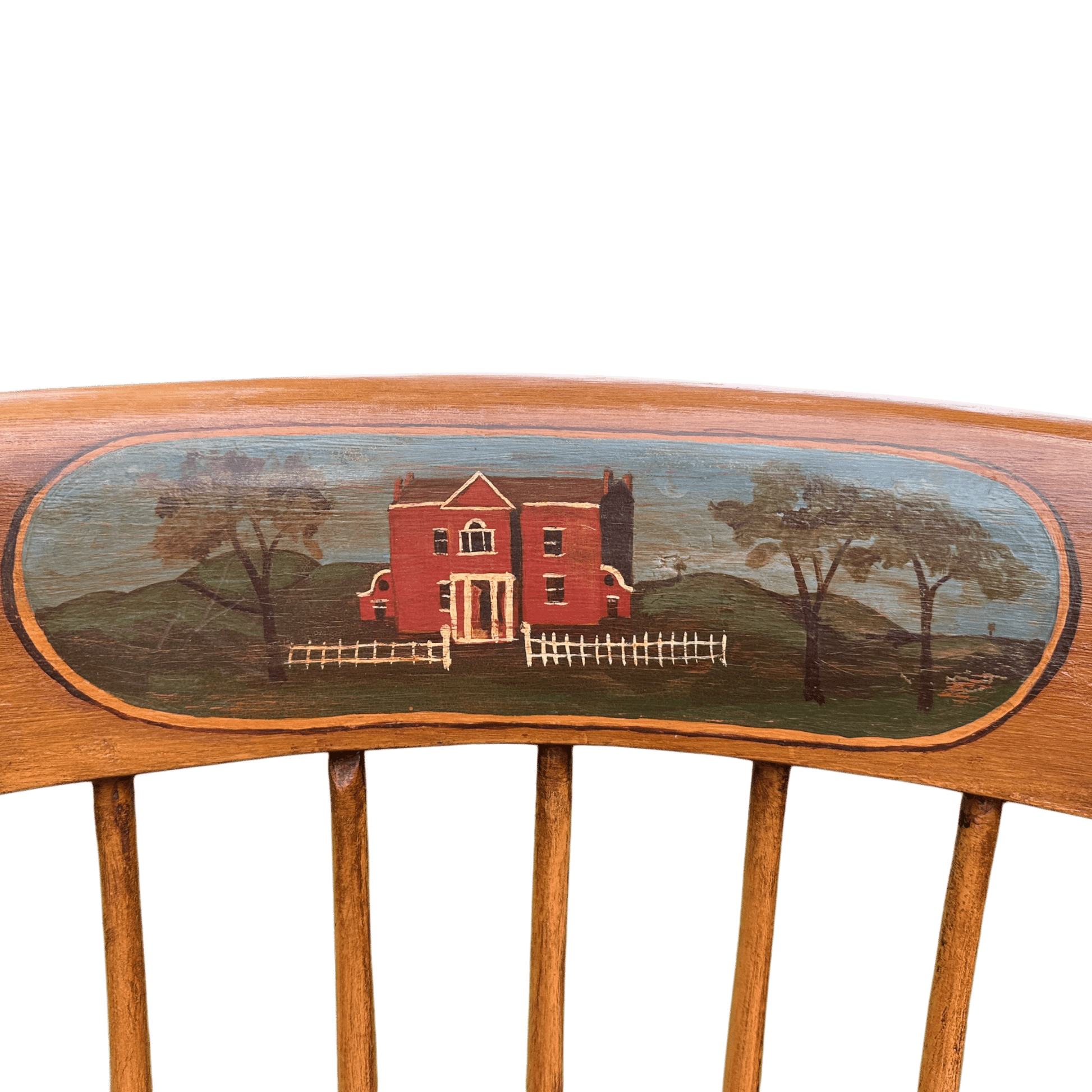 Vintage Danish Spindle Back Rocking Chair With Hand Painted DetailsThe Furniture Recycling Shop