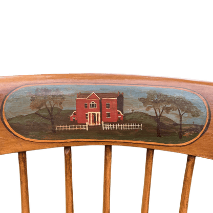 Vintage Danish Spindle Back Rocking Chair With Hand Painted DetailsThe Furniture Recycling Shop