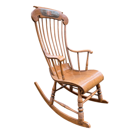 Vintage Danish Spindle Back Rocking Chair With Hand Painted DetailsThe Furniture Recycling Shop