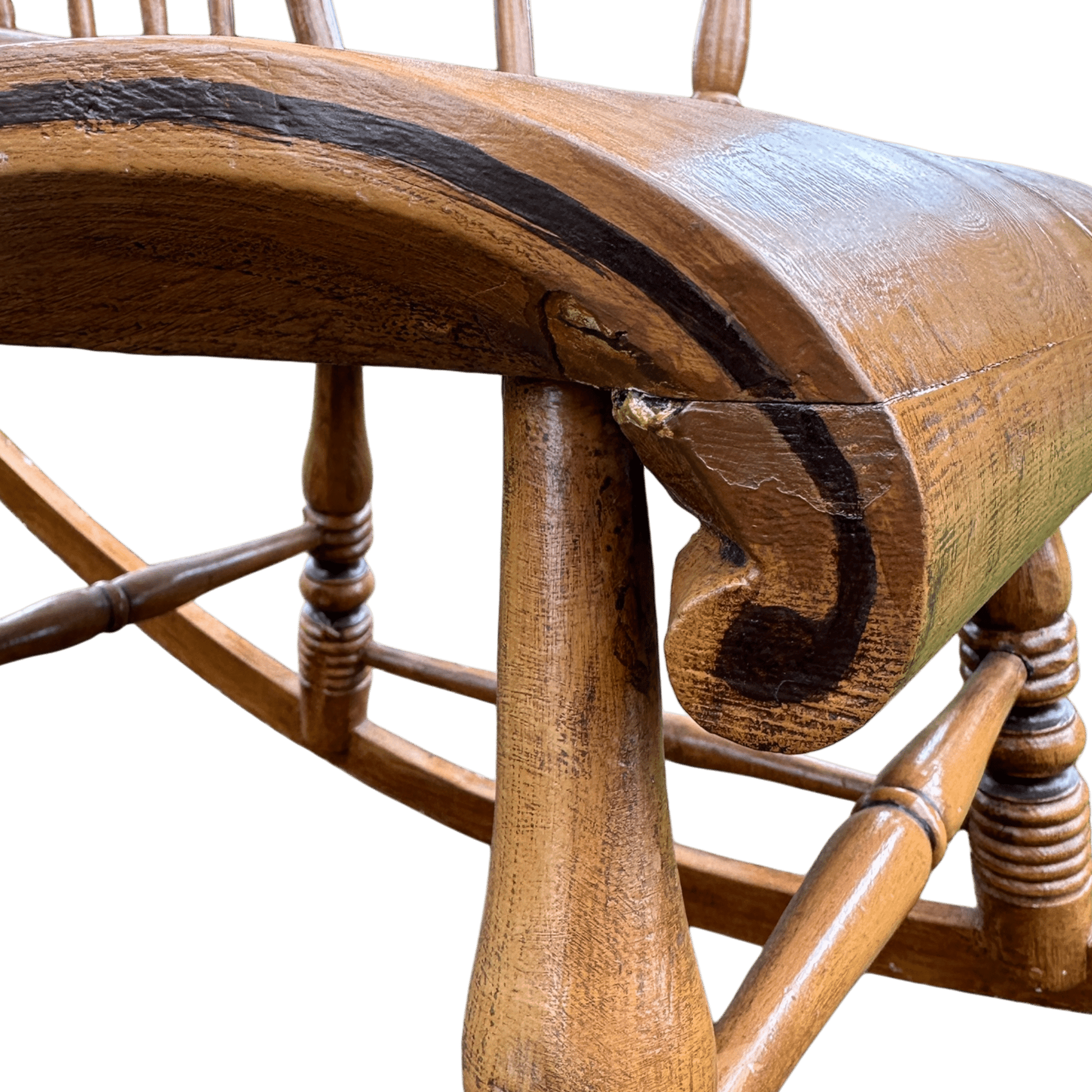 Vintage Danish Spindle Back Rocking Chair With Hand Painted DetailsThe Furniture Recycling Shop