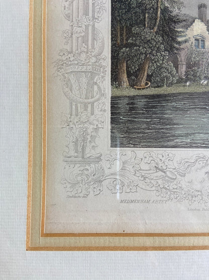 Vintage Framed Coloured Etching Print of Medmenham Abbey PictureThe Furniture Recycling Shop