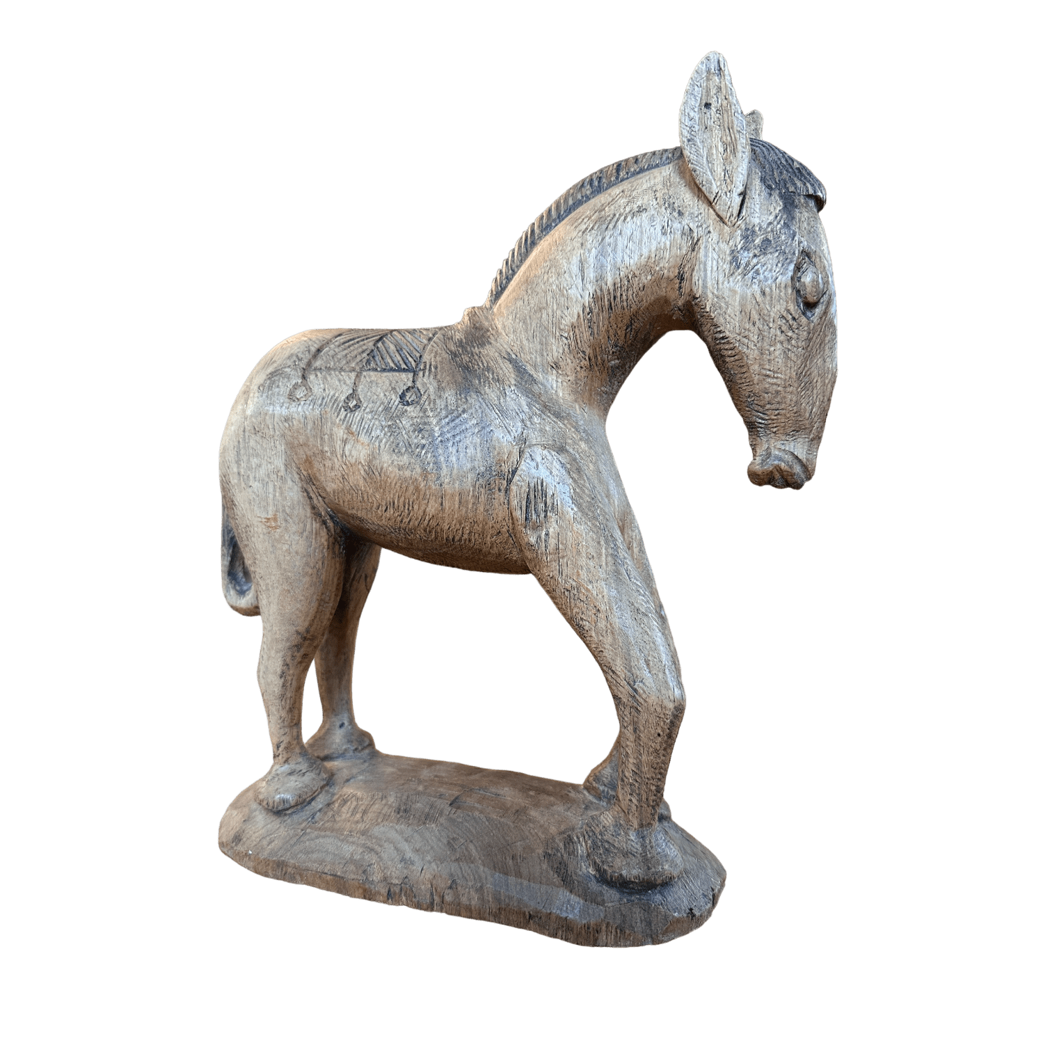Vintage Hand - Carved Wooden Horse Ornament – Rustic Folk Art PieceThe Furniture Recycling Shop