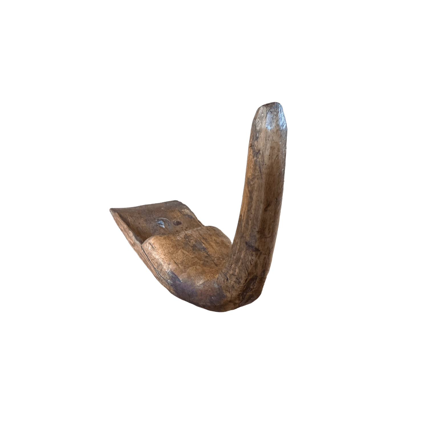 Vintage Indian Hand - Carved Wooden Sickle Finger Guard – Ideal as a Rustic Candle Holder or Coat HookThe Furniture Recycling Shop