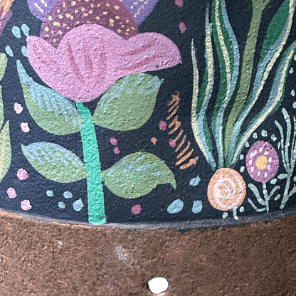 Vintage Metal Milk Churn With Hand Painted Floral PatternsThe Furniture Recycling Shop