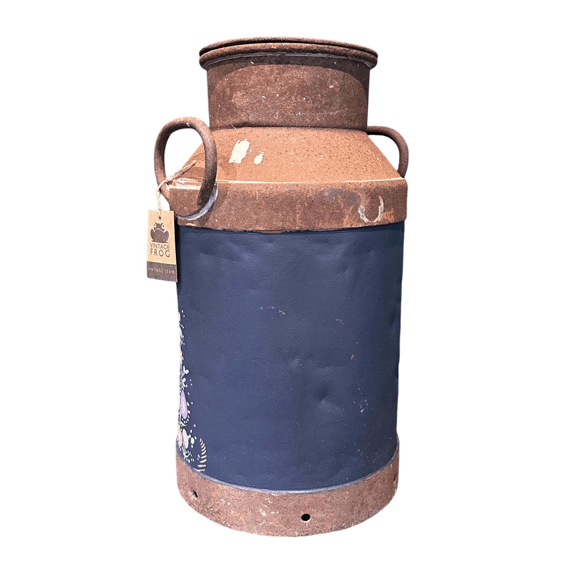 Vintage Metal Milk Churn With Hand Painted Floral PatternsThe Furniture Recycling Shop