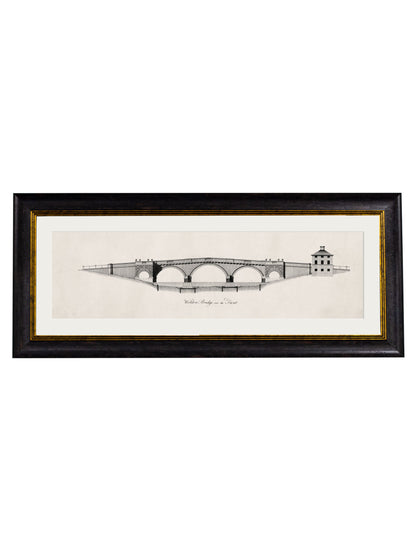 c 1737 chatsworth park bridge framed print in size 95 x 38cm - glass-fronted framed wall art print with solid wood frame, perfect for statement wall decor