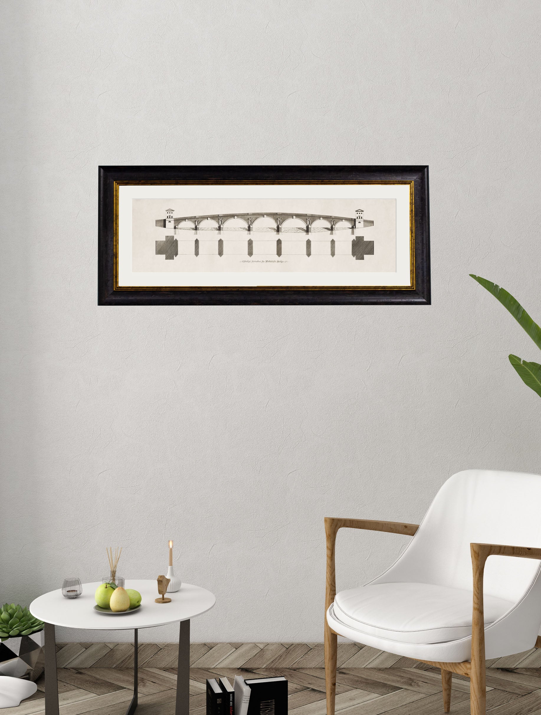 c 1756 a design intended for westminster in size 95 x 38cm - glass-fronted framed wall art print with solid wood frame, adds elegance to your decor