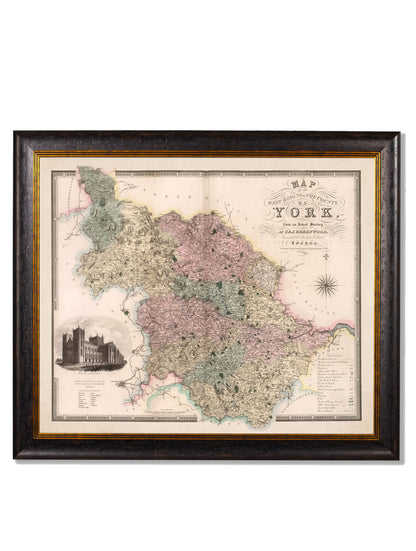 c 1830 map of the county of bedford in size 70 x 84cm - glass-fronted framed wall art print with solid wood frame, ideal for contemporary home styling