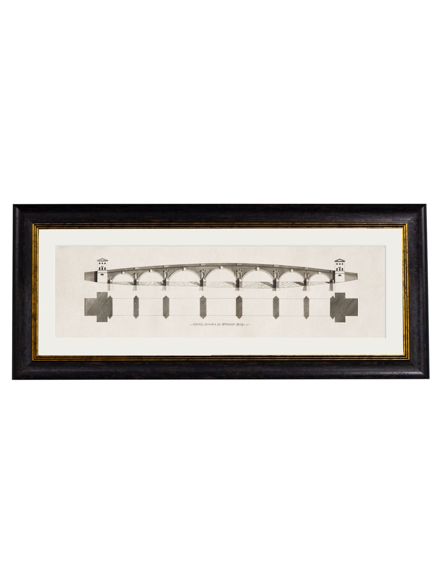 c 1737 chatsworth park bridge framed print - premium glass-fronted framed art print with solid wood frame, perfect for statement wall decor