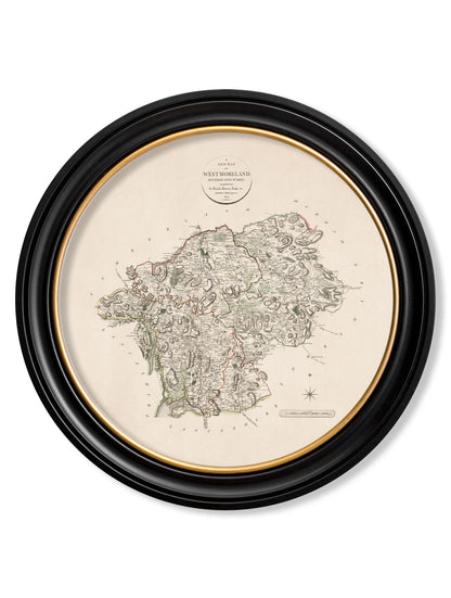  of c 1806 county maps of england round in size 96 x 96cm - glass-fronted framed wall art print with solid wood frame, perfect for luxury home decor