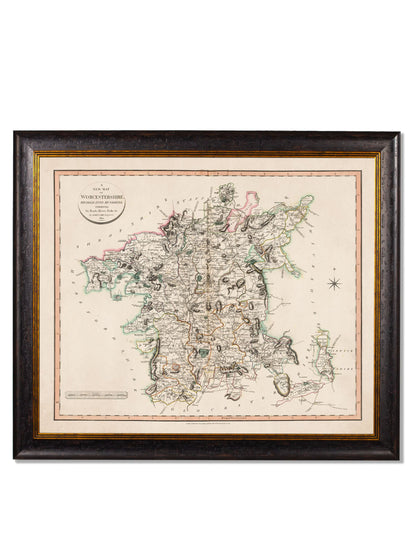 c 1806 county maps of england in size 84 x 70cm - glass-fronted framed wall art print with solid wood frame, perfect for luxury home decor