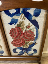 Load image into Gallery viewer, Vintage Mahogany Embroidered Fire Screen
