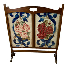 Load image into Gallery viewer, Vintage Mahogany Embroidered Fire Screen
