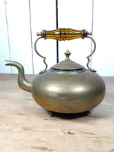 Load image into Gallery viewer, Brass Kettle Tea Pot With Glass/ Ceramic Handle.

