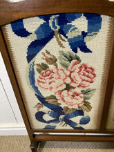 Load image into Gallery viewer, Vintage Mahogany Embroidered Fire Screen
