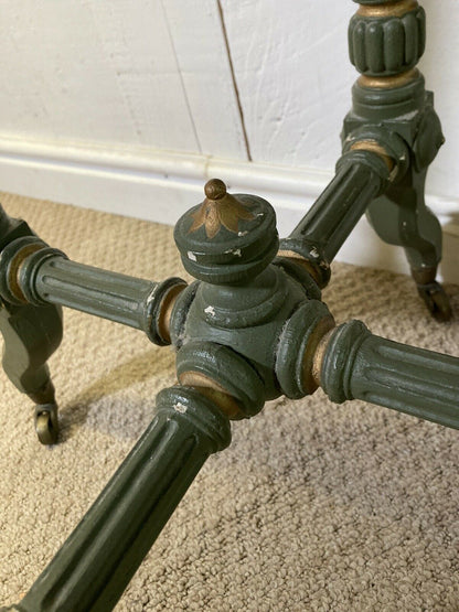Vintage Octagonal Side Table Occasional Table Painted Legs On Brass Castors