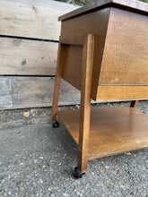 Load image into Gallery viewer, Vintage Mid Century Sewing Box Trolley Side Table
