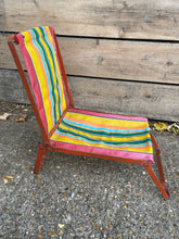 Load image into Gallery viewer, Childs Folding Vintage Retro Deck Chair With Stripy Fabric
