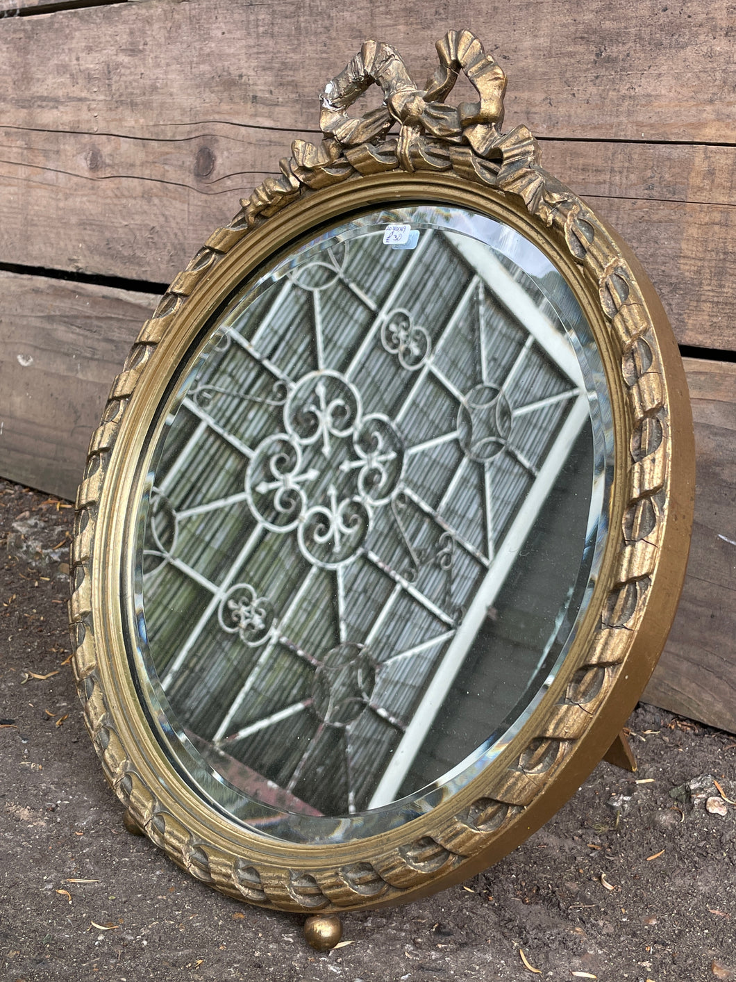 Round Gilt Frame Ornate Dressing Table Mirror With Bevelled Glass