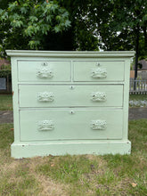 Load image into Gallery viewer, Satin Green Painted Distressed Victorian Chest of Drawers (Needs some TLC)
