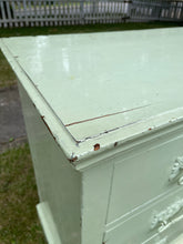 Load image into Gallery viewer, Satin Green Painted Distressed Victorian Chest of Drawers (Needs some TLC)
