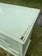 Load image into Gallery viewer, Satin Green Painted Distressed Victorian Chest of Drawers (Needs some TLC)
