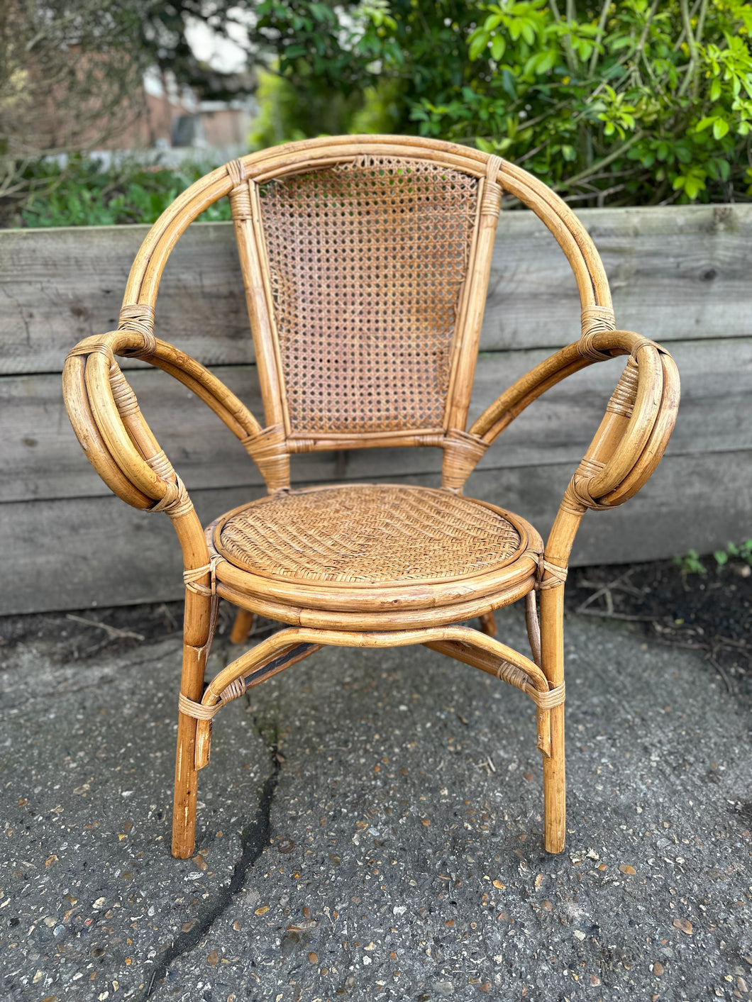 Damaged Bamboo and Rattan Cane Occasional Armchair (Needs TLC)