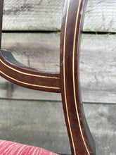 Load image into Gallery viewer, Low Edwardian Occasional Bedroom Chair With Intricate Inlay Detail And Red Upholstered Seat
