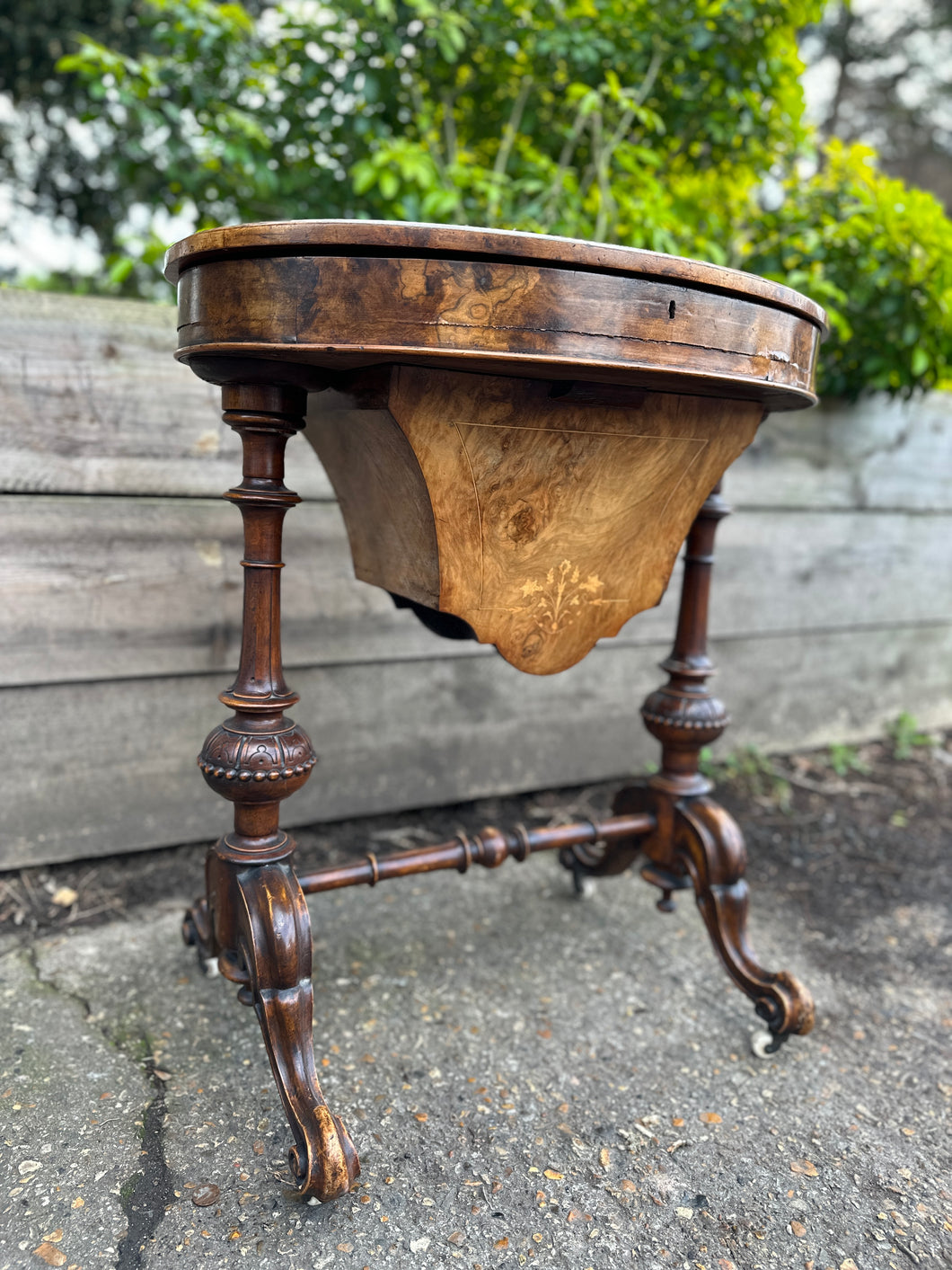 Antique Victorian Sewing Table Box On Ornate Mahogany Feet