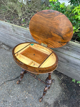 Load image into Gallery viewer, Antique Victorian Sewing Table Box On Ornate Mahogany Feet
