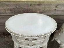Load image into Gallery viewer, Pair Of White Painted French Style Ornate Bedside Tables
