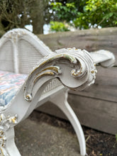 Load image into Gallery viewer, White Painted French Style Ornate Love Seat Bench Bedroom Seating
