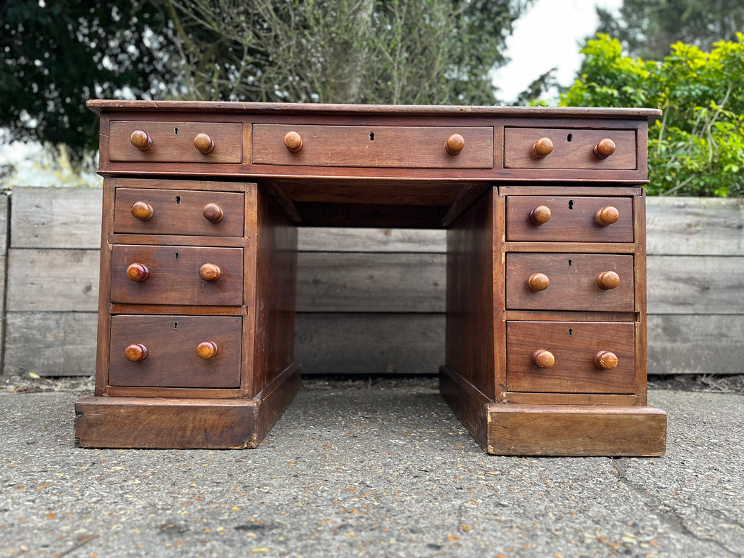 Antique Victorian Pedestal Writing Desk