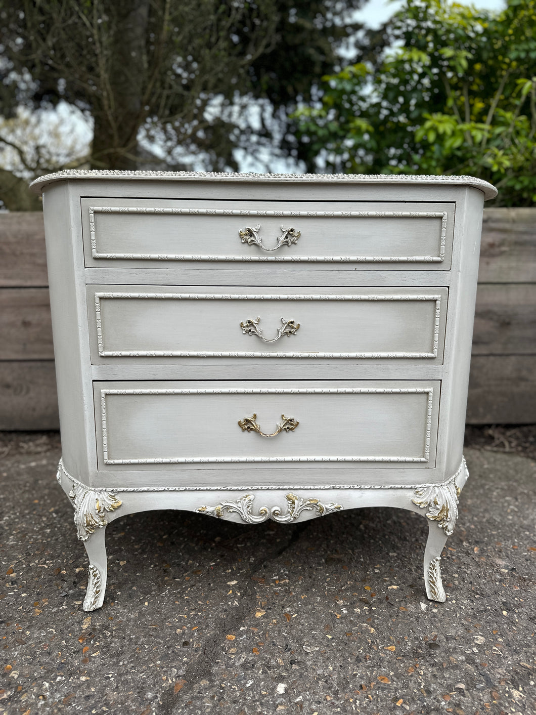 White Painted French Style Ornate Short Chest Of Drawers