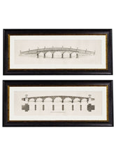 Load image into Gallery viewer, Framed Architectural Elevations of Bridges Black and White Prints - Referenced From A 1700s Architectural Elevation EngravingVintage FrogPictures &amp; Prints
