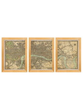 Load image into Gallery viewer, Framed London Triptych Map Print - Referenced From An Original 1800s MapVintage FrogPictures &amp; Prints
