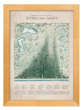 Load image into Gallery viewer, Framed Panoramic Plan Of The Principle Rivers And Lakes Print - Referenced From An Original Hand Coloured Print From The 1800sVintage FrogPictures &amp; Prints
