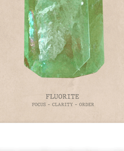 Load image into Gallery viewer, Green Fluorite Crystal Gemstone Artwork Print. Framed Healing Crystal Wall Art PictureVintage Frog T/APictures &amp; Prints

