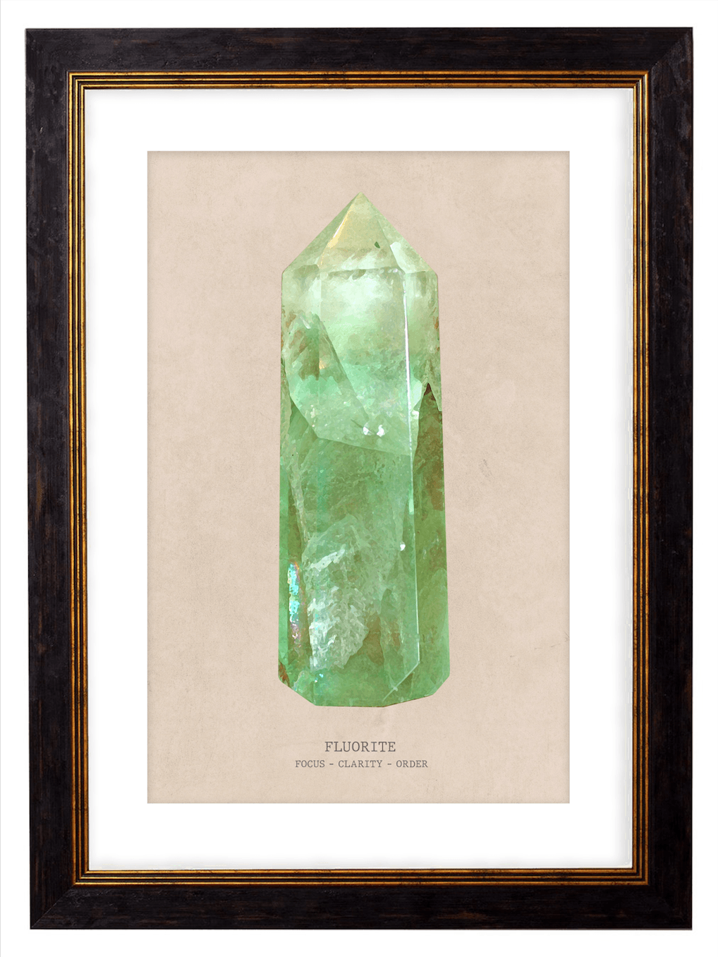 Green Fluorite Crystal Gemstone Artwork Print. Framed Healing Crystal Wall Art PictureVintage Frog T/APictures & Prints