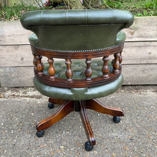 Load image into Gallery viewer, Captain’s Chair Green Leather Upholstered Office Chair On Castors
