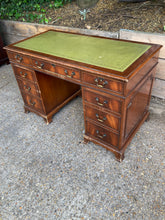Load image into Gallery viewer, Green Leather Top Pedestal Desk
