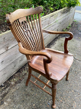Load image into Gallery viewer, Victorian Hardwood Carver Chair Kitchen Chair Carved Details
