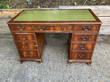Load image into Gallery viewer, Green Leather Top Pedestal Desk
